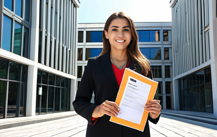 **
A confident professional stands in front of a modern office building in Istanbul, holding a well-crafted CV and cover letter. The sun is shining, symbolizing a bright future. Focus on portraying professionalism and optimism. Include subtle Turkish design elements in the background.
**