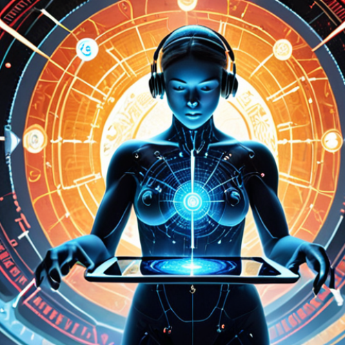 Home 6 A dynamic, evolving career landscape with a professional figure at its center, surrounded by swirling abstract representations of artificial intelligence, glowing data streams, and cloud computing symbols. The figure holds a tablet displaying complex digital information, with an aura of continuous learning. In the background, a subtle compass navigates through an ocean of light, symbolizing guidance through knowledge. The overall aesthetic is futuristic, vibrant, and optimistic, using digital art and rich, deep colors. Emphasize growth, innovation, and technological adaptation.