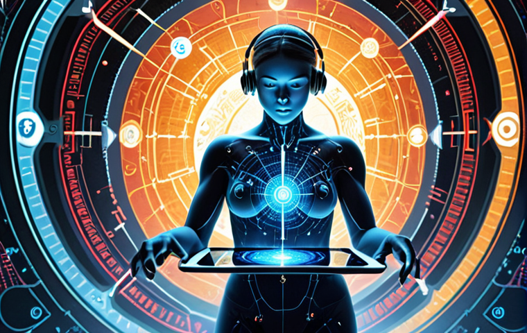 A dynamic, evolving career landscape with a professional figure at its center, surrounded by swirling abstract representations of artificial intelligence, glowing data streams, and cloud computing symbols. The figure holds a tablet displaying complex digital information, with an aura of continuous learning. In the background, a subtle compass navigates through an ocean of light, symbolizing guidance through knowledge. The overall aesthetic is futuristic, vibrant, and optimistic, using digital art and rich, deep colors. Emphasize growth, innovation, and technological adaptation.